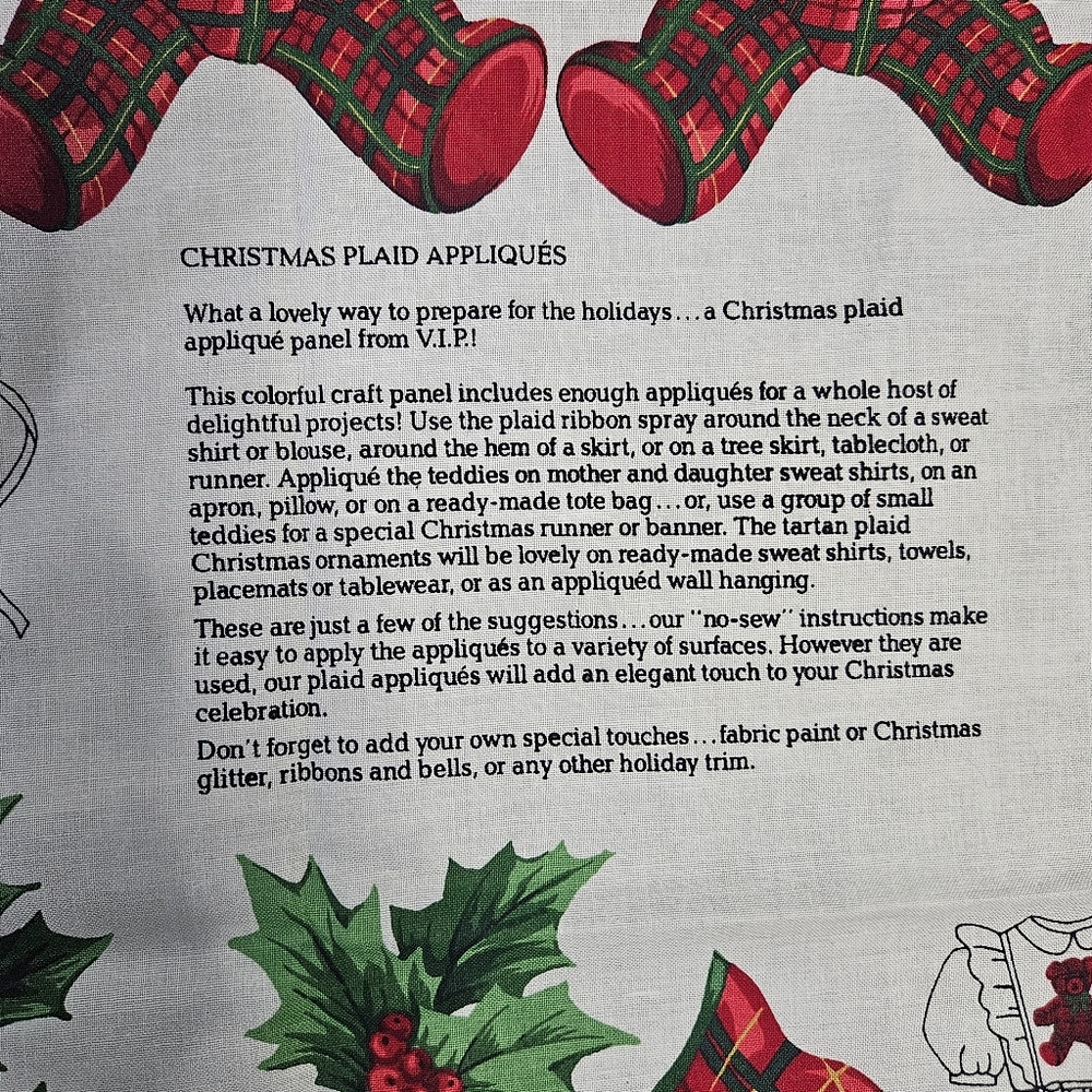 Christmas Plaid Appliques AND Quilt Fabric Countrycore Grannycore 90s Crafts - Picture 4 of 16
